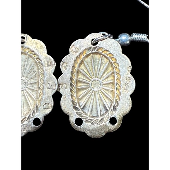 Vtg Sterling Silver Navajo by Dee Morris Multicolor Mosaic Hook Earrings SIGNED - Picture 5 of 7